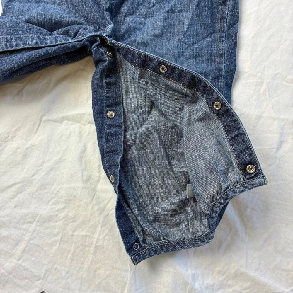 Baby Gap Denim Embroidered Halter Romper Jumpsuit Blue 18-24 Months Hippie Boho